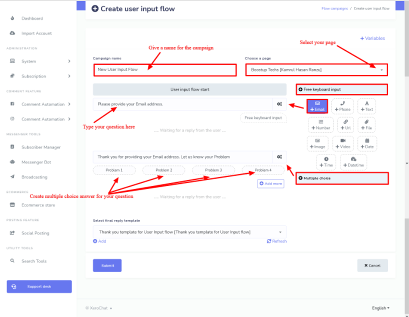  User Input Flow and Custom Fields